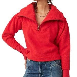 Free People Vibrant Red/orange poppy pullover